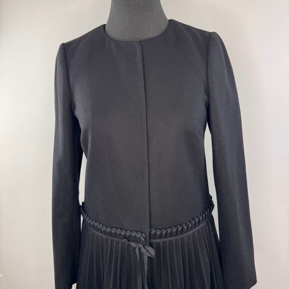 RED Valentino Wool Coat w/Accordion-Pleated Tie-Waist Party/Cocktail Sz 40 $995 - Picture 2 of 8
